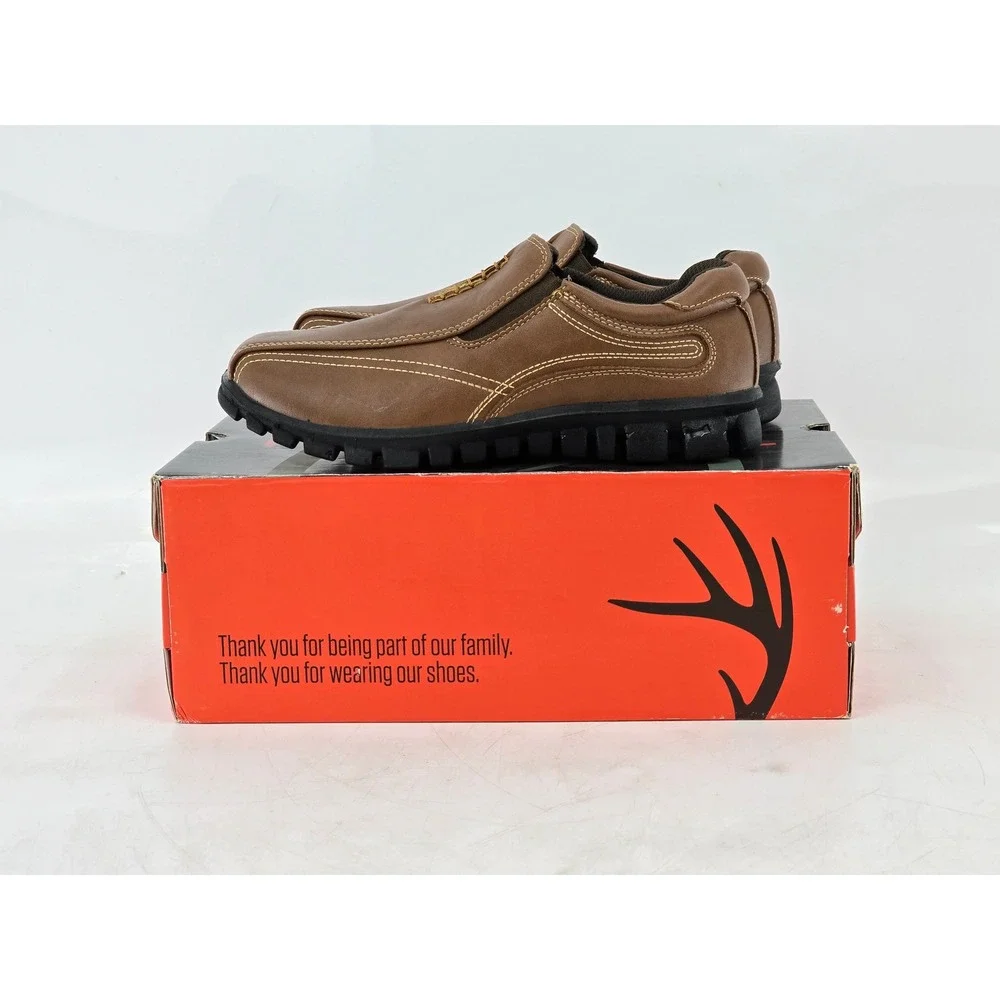 Deer Stags Stadium Loafers Boys Size 4 M Brown HTEC Slip On Shoes - Excellent